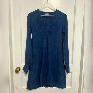 Faherty Long Sleeve Western Rodeo Boho Preppy Denim Dress Size XS